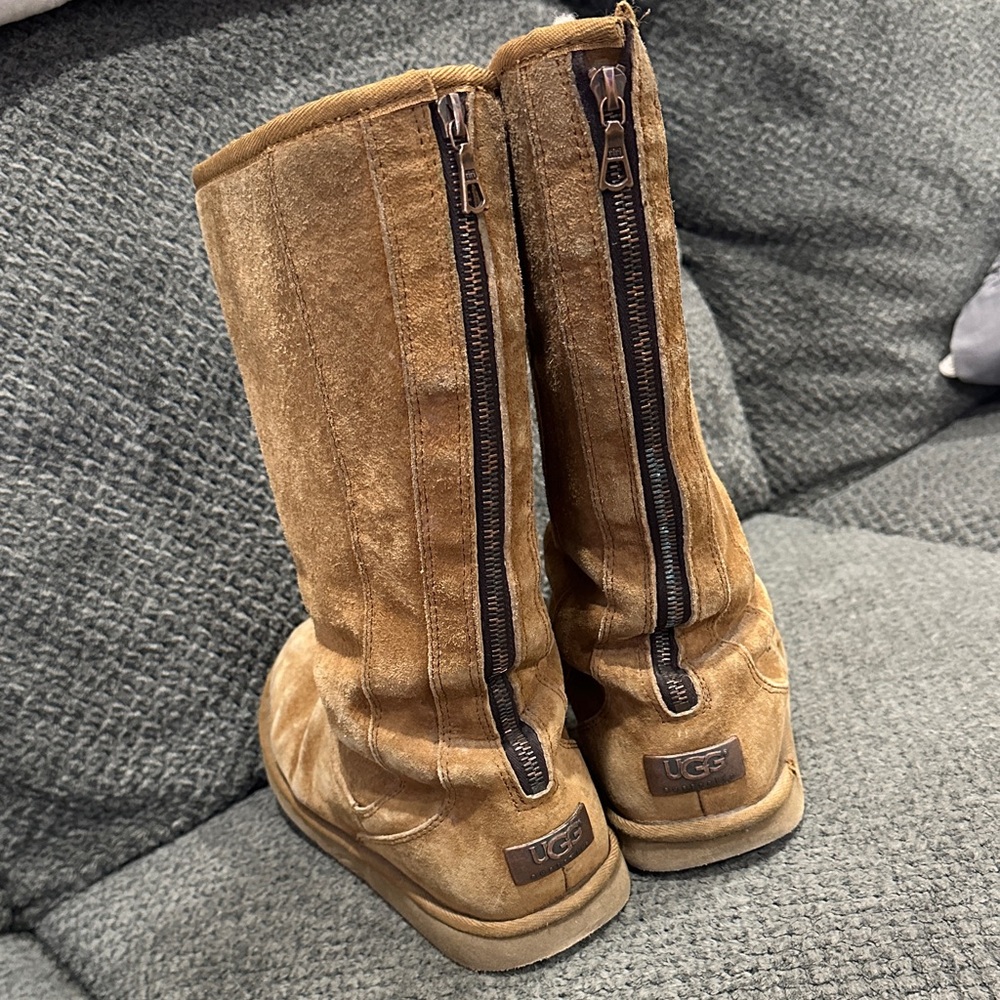 UGG Knightsbridge Tan Suede Boots with Zipper